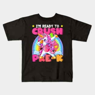 Crush Pre K Dabbing Unicorn Back To School Girls Kids T-Shirt
